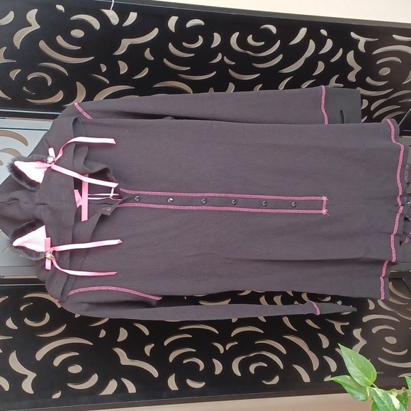 DOLLSKILL SUGAR THRILLZ 1X BLACK LONG-SLEEVED CAT ROMPER EARS ON HOOD BOWS/BELL - Picture 14 of 17
